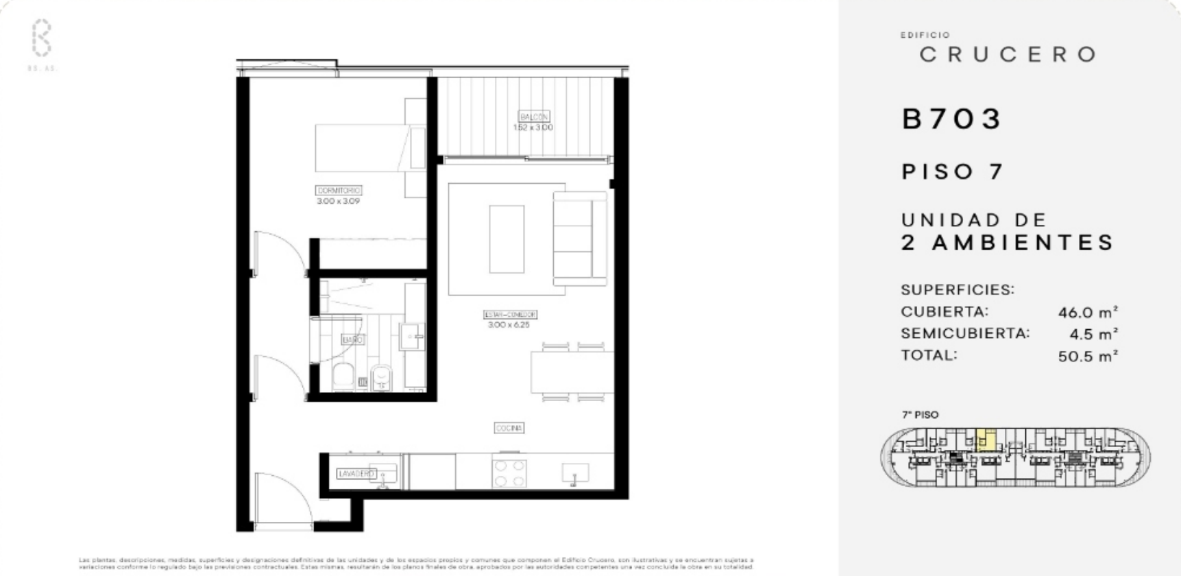 Plano de 2 ambientes